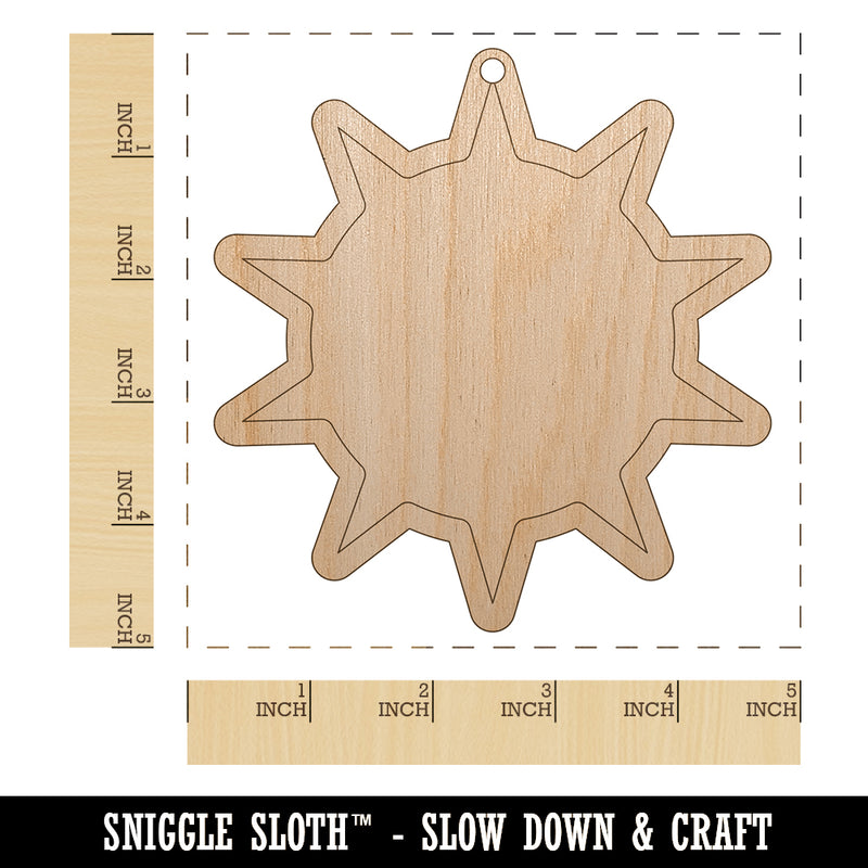 Sun Outline Unfinished Craft Wood Holiday Christmas Tree DIY Pre-Drilled Ornament