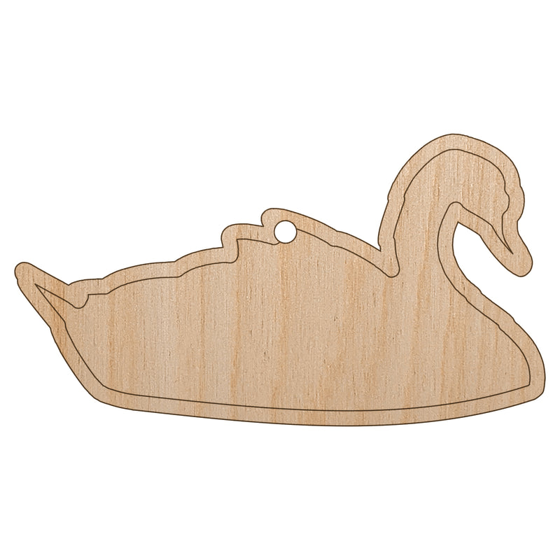 Swan Swimming Outline Unfinished Craft Wood Holiday Christmas Tree DIY Pre-Drilled Ornament