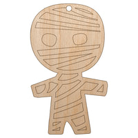 Wary Mummy Doodle Halloween  Unfinished Craft Wood Holiday Christmas Tree DIY Pre-Drilled Ornament
