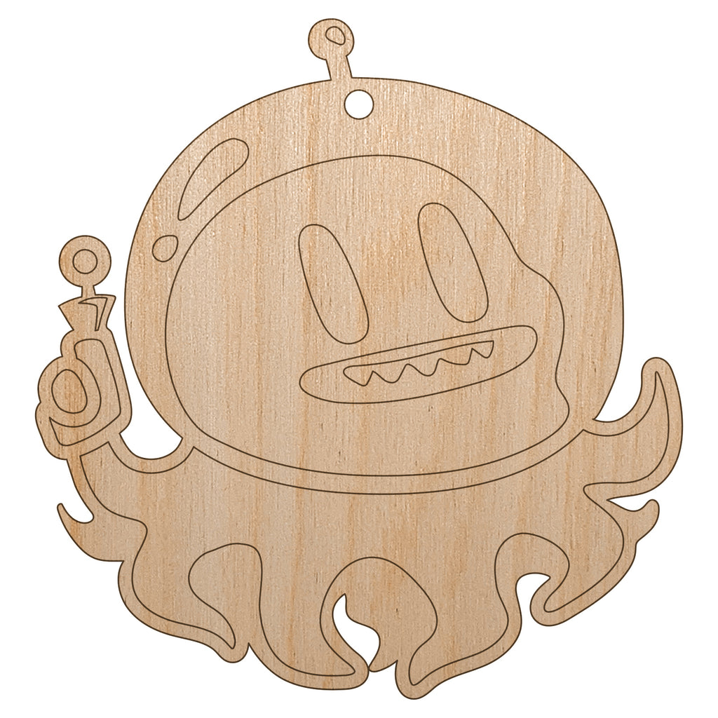 Alien Space Octopus Unfinished Craft Wood Holiday Christmas Tree DIY Pre-Drilled Ornament
