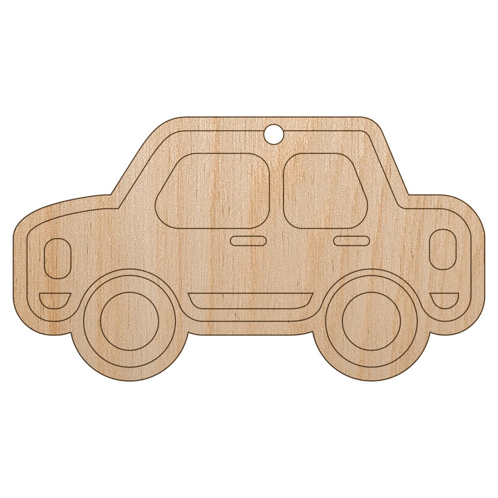 Car Vehicle Automobile Unfinished Craft Wood Holiday Christmas Tree DIY Pre-Drilled Ornament