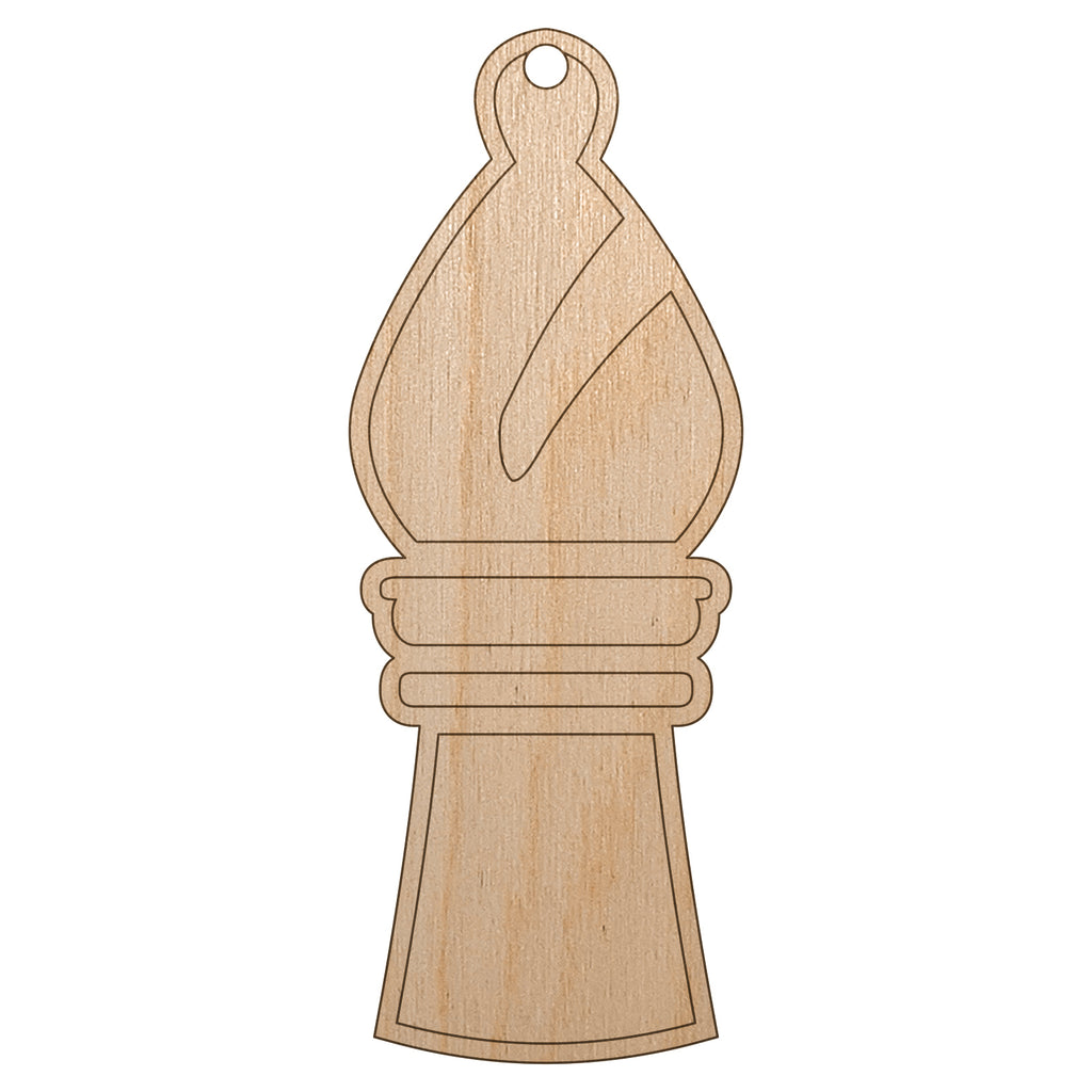 Chess Piece White Bishop Unfinished Craft Wood Holiday Christmas Tree DIY Pre-Drilled Ornament