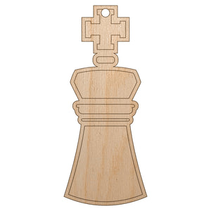 Chess Piece White King Unfinished Craft Wood Holiday Christmas Tree DIY Pre-Drilled Ornament