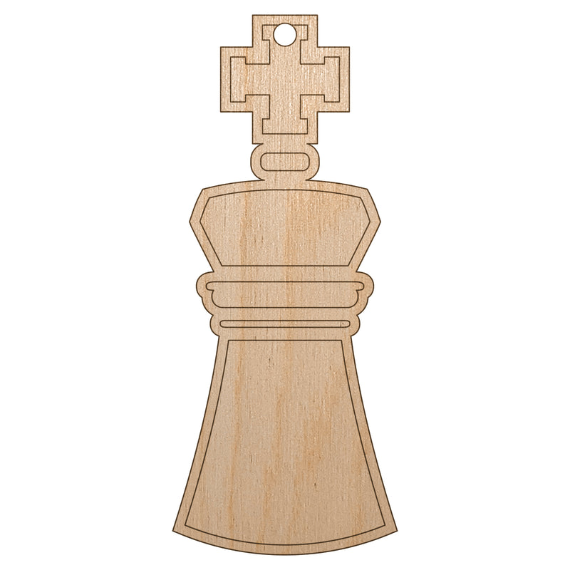 Chess Piece White King Unfinished Craft Wood Holiday Christmas Tree DIY Pre-Drilled Ornament