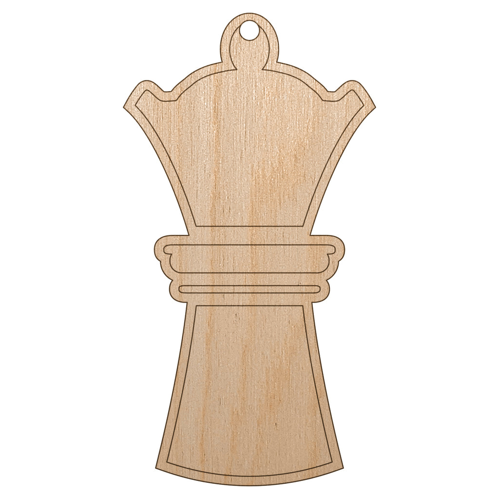 Chess Piece White Queen Unfinished Craft Wood Holiday Christmas Tree DIY Pre-Drilled Ornament