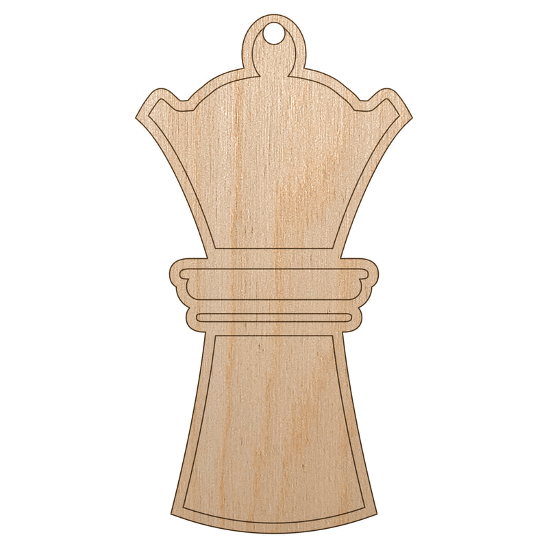 Chess Piece White Queen Unfinished Craft Wood Holiday Christmas Tree DIY Pre-Drilled Ornament