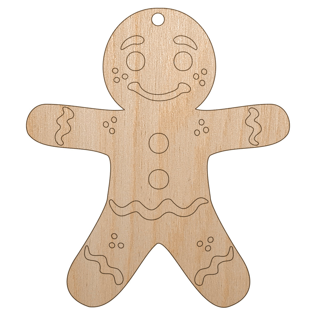 Christmas Gingerbread Man Unfinished Craft Wood Holiday Christmas Tree DIY Pre-Drilled Ornament