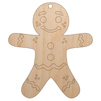 Christmas Gingerbread Man Unfinished Craft Wood Holiday Christmas Tree DIY Pre-Drilled Ornament