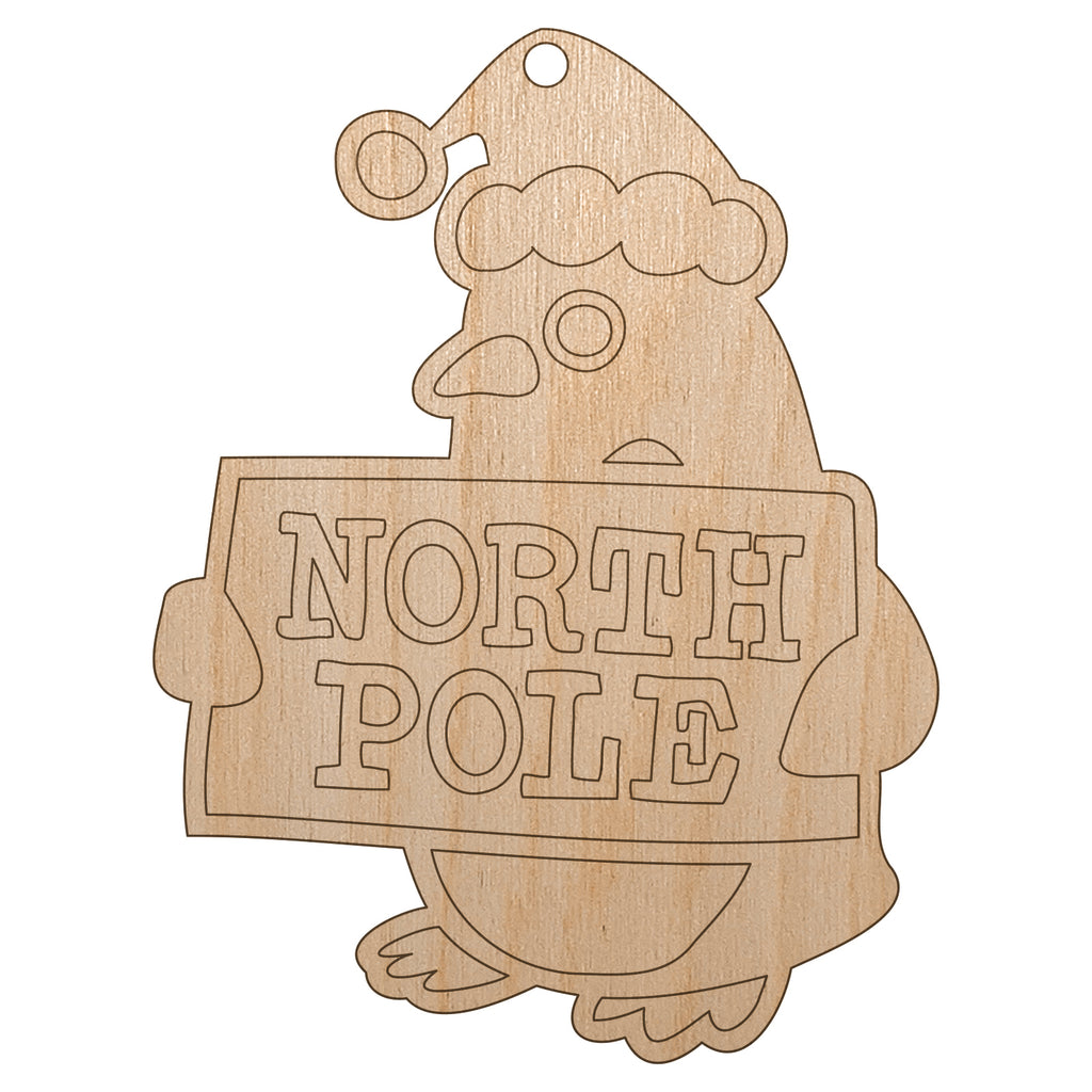 Christmas Penguin Going to North Pole Unfinished Craft Wood Holiday Christmas Tree DIY Pre-Drilled Ornament
