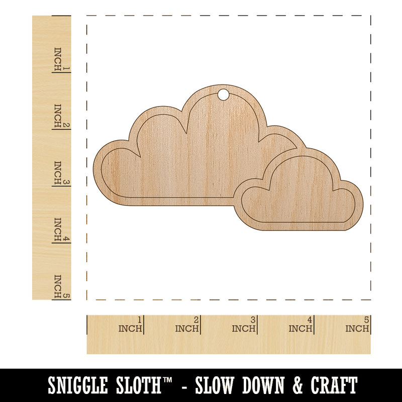 Cloudy Cloud Weather Day Planner Unfinished Craft Wood Holiday Christmas Tree DIY Pre-Drilled Ornament