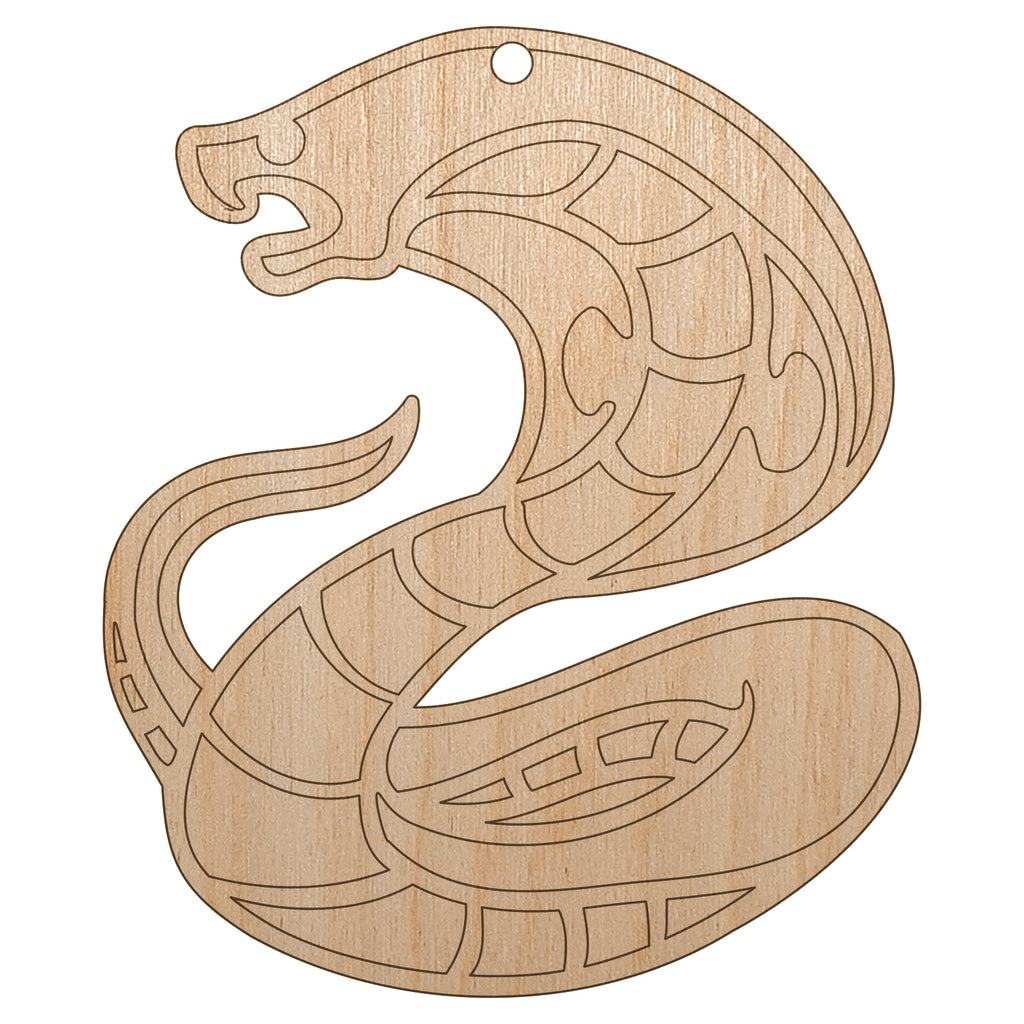 Coiled Cobra Snake Unfinished Craft Wood Holiday Christmas Tree DIY Pre-Drilled Ornament