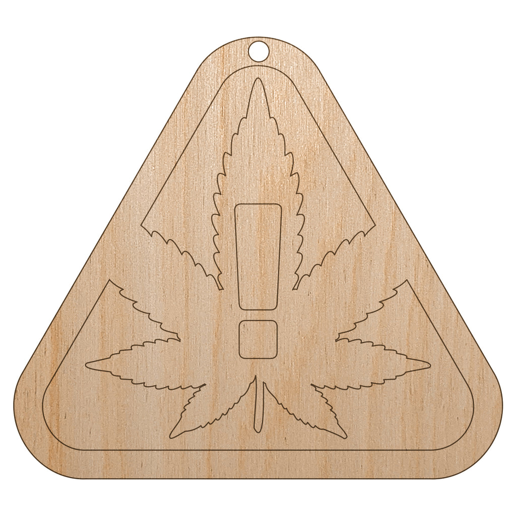 Contains Cannabis Warning Triangle Unfinished Craft Wood Holiday Christmas Tree DIY Pre-Drilled Ornament