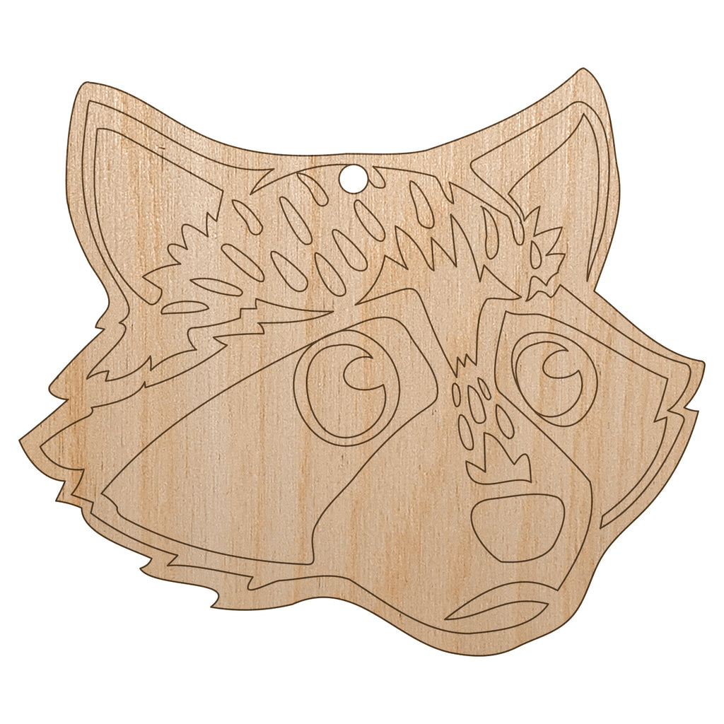 Cute and Guilty Raccoon Head Unfinished Craft Wood Holiday Christmas Tree DIY Pre-Drilled Ornament