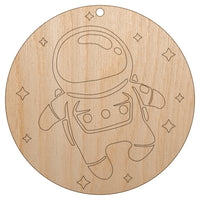 Cute Astronaut in Space with Stars Unfinished Craft Wood Holiday Christmas Tree DIY Pre-Drilled Ornament