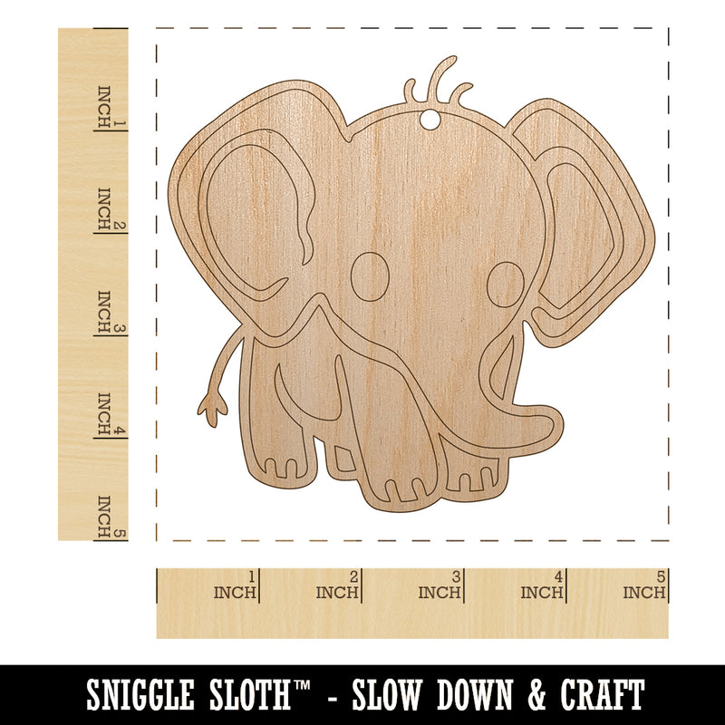 Cute Baby Elephant Unfinished Craft Wood Holiday Christmas Tree DIY Pre-Drilled Ornament