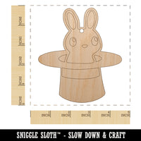 Cute Bunny Rabbit in Magician Hat Unfinished Craft Wood Holiday Christmas Tree DIY Pre-Drilled Ornament