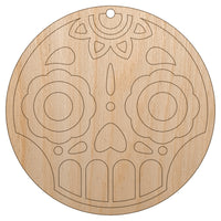 Cute Dia de los Muertos Day of Dead Sugar Skull Unfinished Craft Wood Holiday Christmas Tree DIY Pre-Drilled Ornament