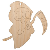 Cute Grim Reaper Death Halloween Unfinished Craft Wood Holiday Christmas Tree DIY Pre-Drilled Ornament
