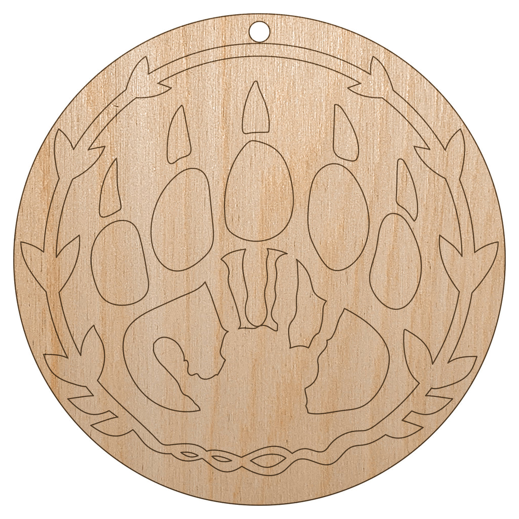 Druid Bear Claw Hand Print Unfinished Craft Wood Holiday Christmas Tree DIY Pre-Drilled Ornament