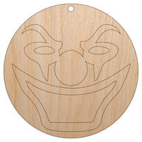 Evil Clown Face Unfinished Craft Wood Holiday Christmas Tree DIY Pre-Drilled Ornament