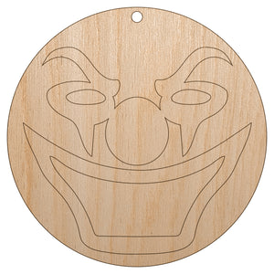 Evil Clown Face Unfinished Craft Wood Holiday Christmas Tree DIY Pre-Drilled Ornament