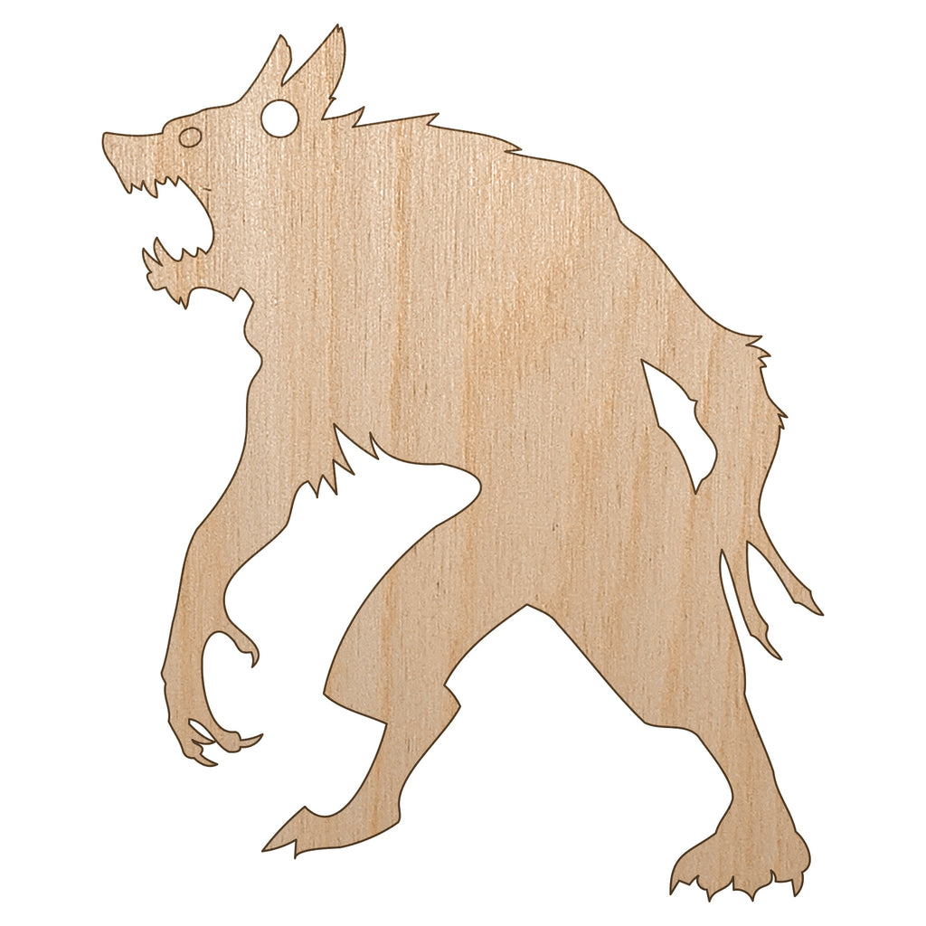 Ferocious Werewolf Monster Halloween Unfinished Craft Wood Holiday Christmas Tree DIY Pre-Drilled Ornament