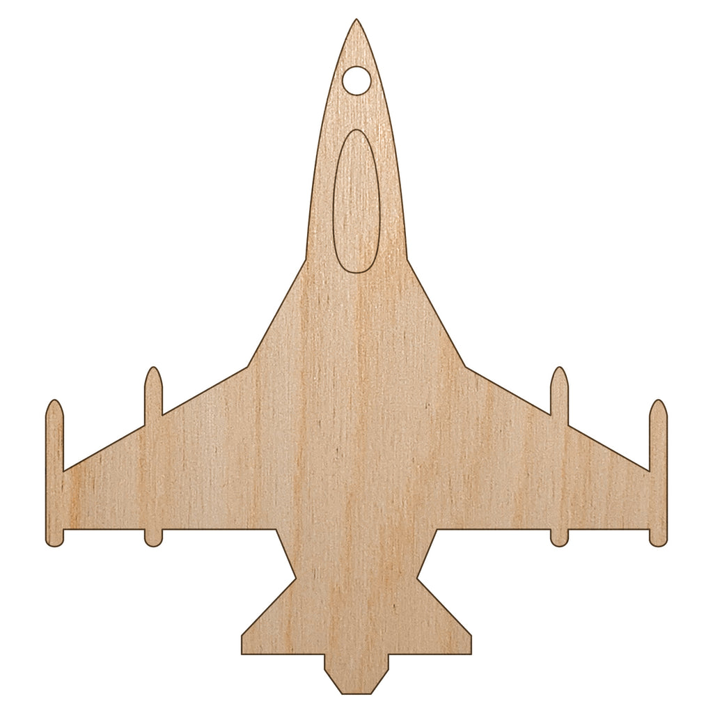 Fighter Jet Military Airplane Unfinished Craft Wood Holiday Christmas Tree DIY Pre-Drilled Ornament