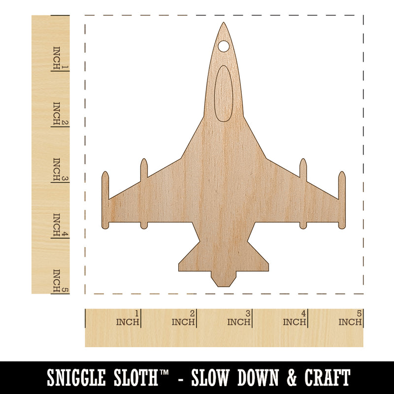 Fighter Jet Military Airplane Unfinished Craft Wood Holiday Christmas Tree DIY Pre-Drilled Ornament