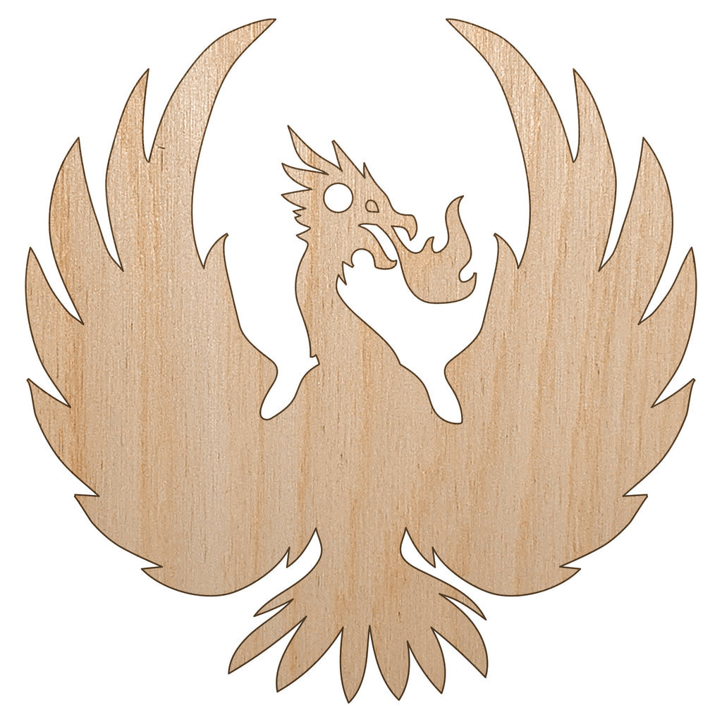 Fire Phoenix Bird Rising Unfinished Craft Wood Holiday Christmas Tree DIY Pre-Drilled Ornament