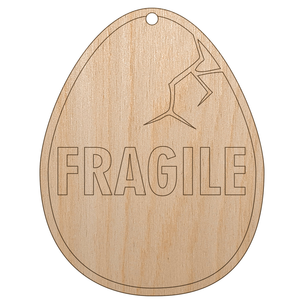 Fragile Cracked Chicken Egg Unfinished Craft Wood Holiday Christmas Tree DIY Pre-Drilled Ornament