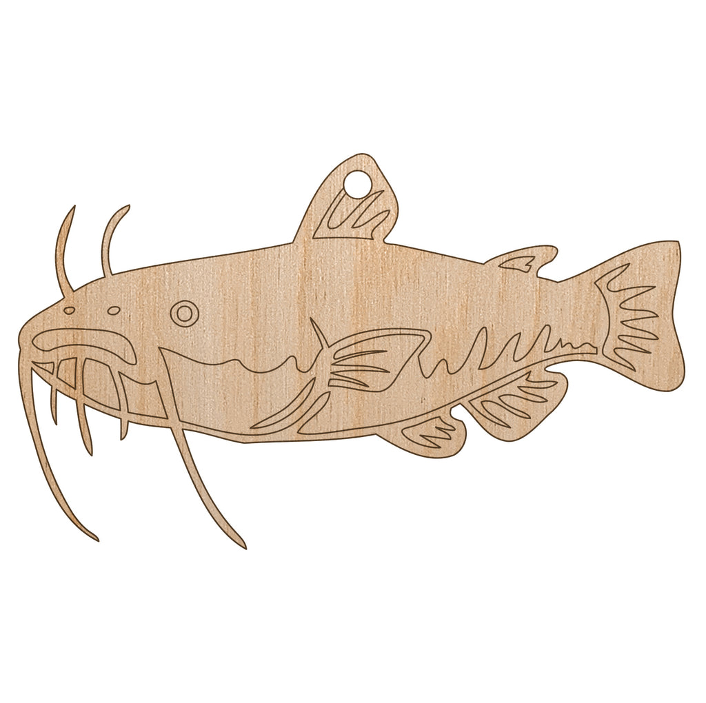 Freshwater Catfish Fish Fishing Unfinished Craft Wood Holiday Christmas Tree DIY Pre-Drilled Ornament