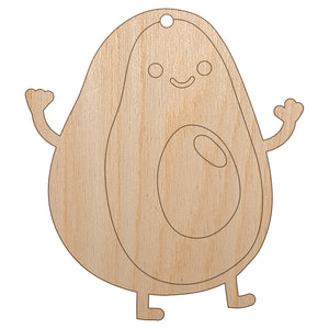 Friendly Avocado Buddy Unfinished Craft Wood Holiday Christmas Tree DIY Pre-Drilled Ornament