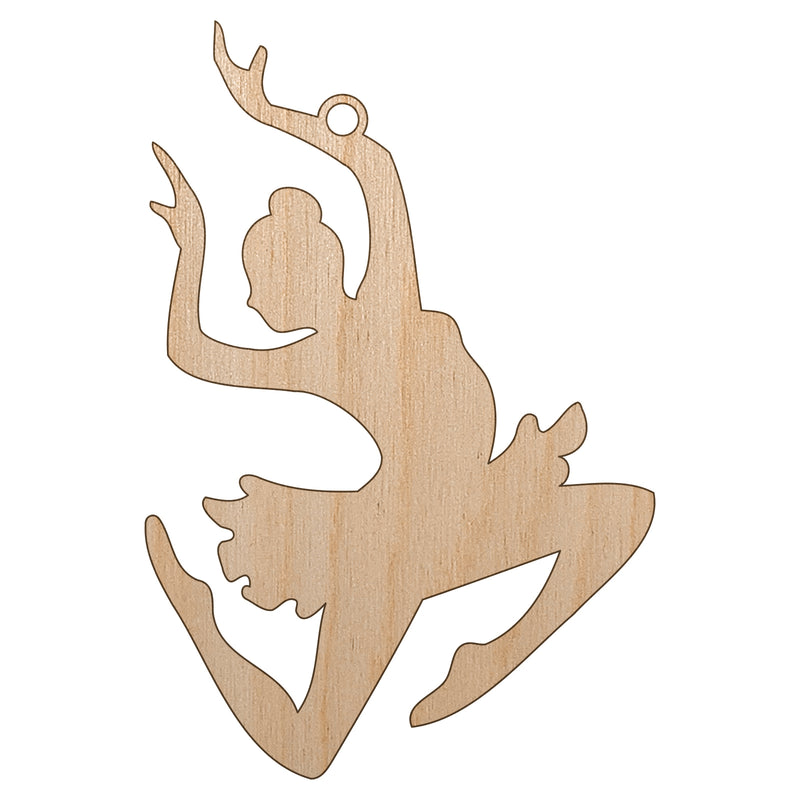 Graceful Ballerina Leaping Unfinished Craft Wood Holiday Christmas Tree DIY Pre-Drilled Ornament