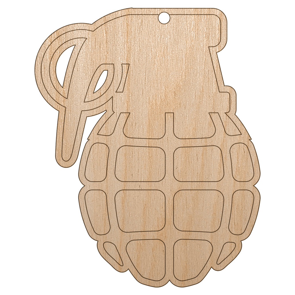 Cartoon Hand Grenade Unfinished Craft Wood Holiday Christmas Tree DIY Pre-Drilled Ornament