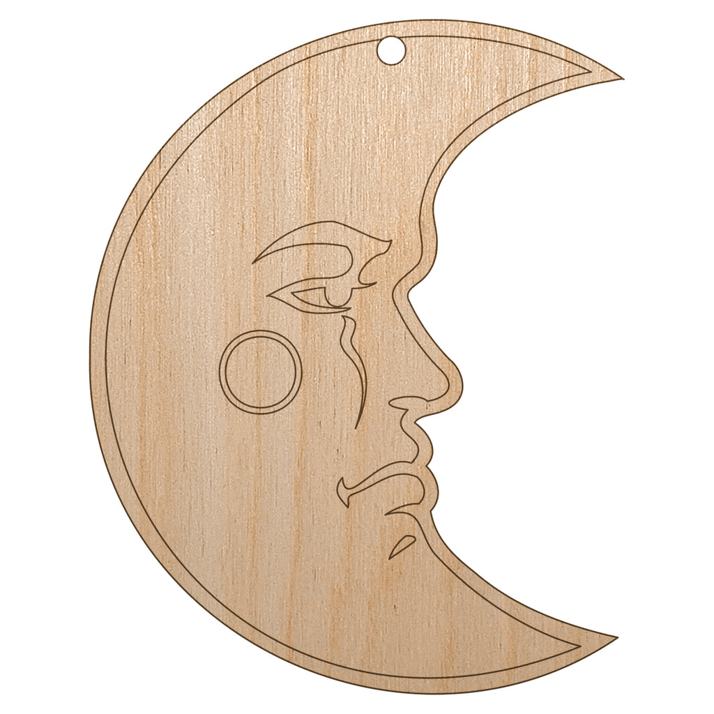 Heraldic Moon Face Unfinished Craft Wood Holiday Christmas Tree DIY Pre-Drilled Ornament