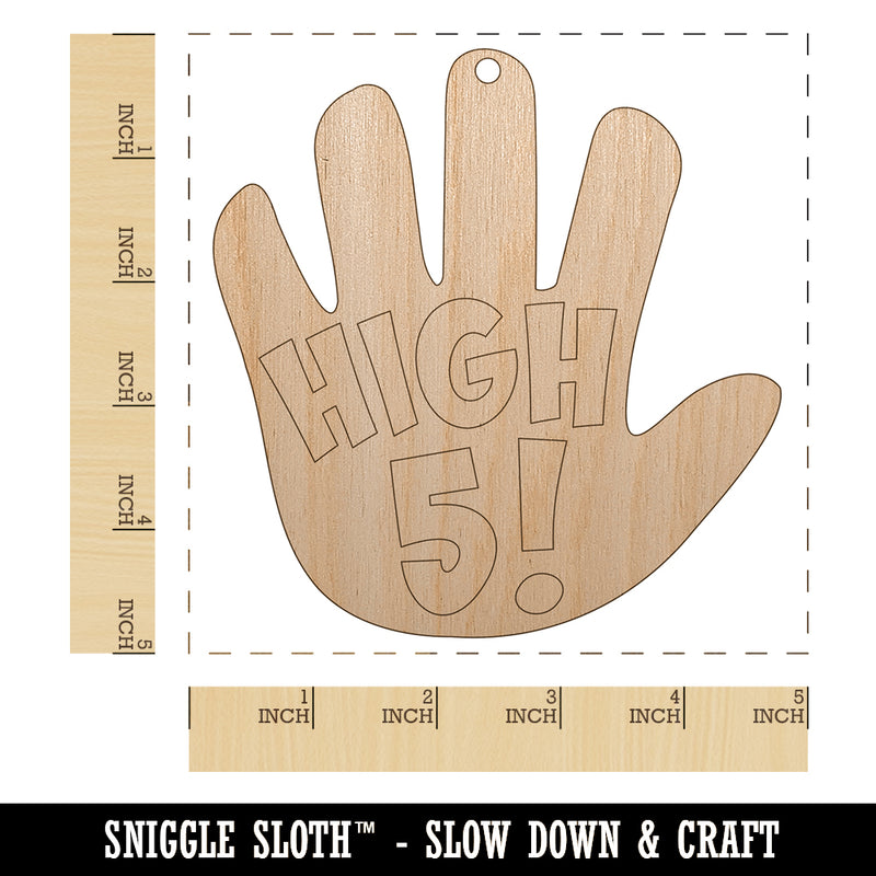 High 5 Hand Gesture Congrats Unfinished Craft Wood Holiday Christmas Tree DIY Pre-Drilled Ornament