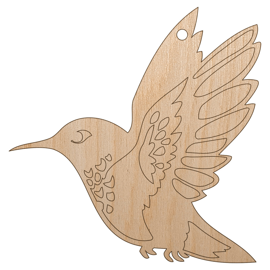 Hummingbird in Flight Unfinished Craft Wood Holiday Christmas Tree DIY Pre-Drilled Ornament