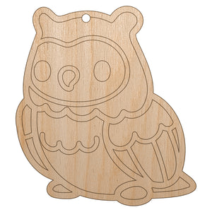 Kawaii Cute Owl Bird Unfinished Craft Wood Holiday Christmas Tree DIY Pre-Drilled Ornament