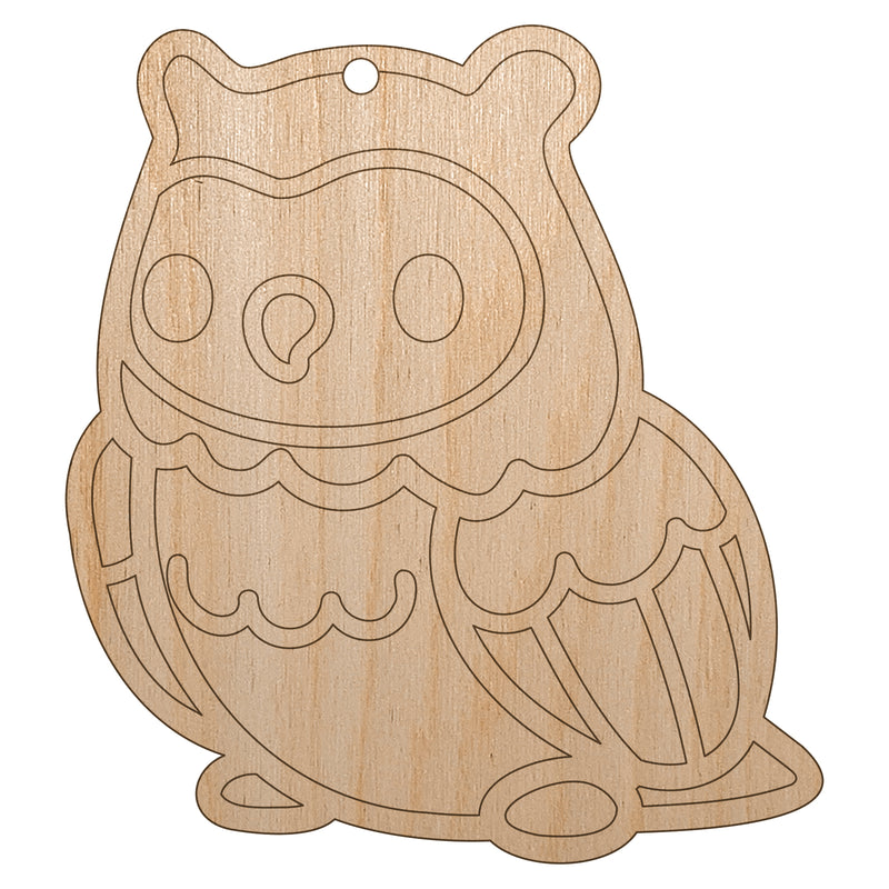 Kawaii Cute Owl Bird Unfinished Craft Wood Holiday Christmas Tree DIY Pre-Drilled Ornament