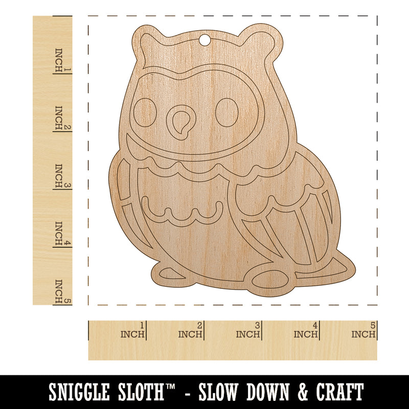 Kawaii Cute Owl Bird Unfinished Craft Wood Holiday Christmas Tree DIY Pre-Drilled Ornament