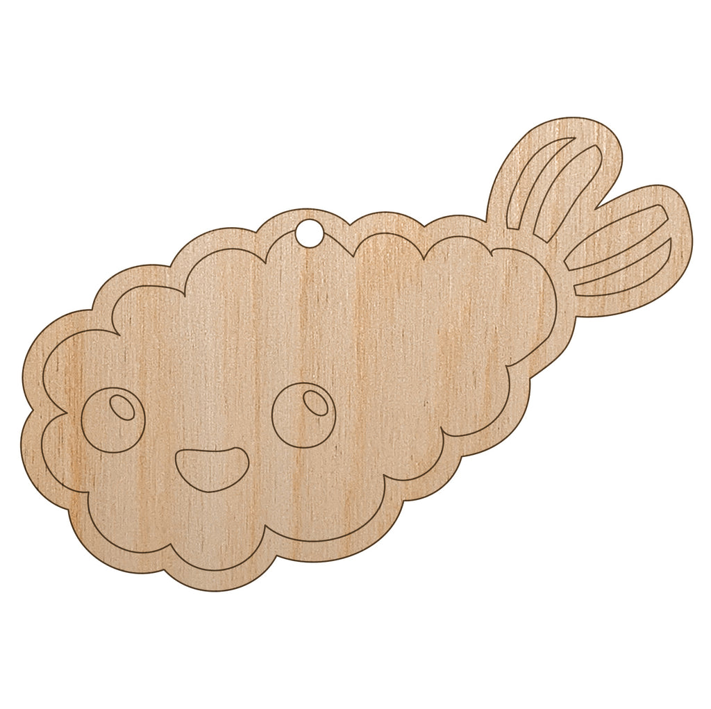 Kawaii Cute Shrimp Tempura Ebi Unfinished Craft Wood Holiday Christmas Tree DIY Pre-Drilled Ornament