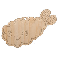 Kawaii Cute Shrimp Tempura Ebi Unfinished Craft Wood Holiday Christmas Tree DIY Pre-Drilled Ornament