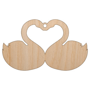 Kissing Swans Forming a Heart Unfinished Craft Wood Holiday Christmas Tree DIY Pre-Drilled Ornament