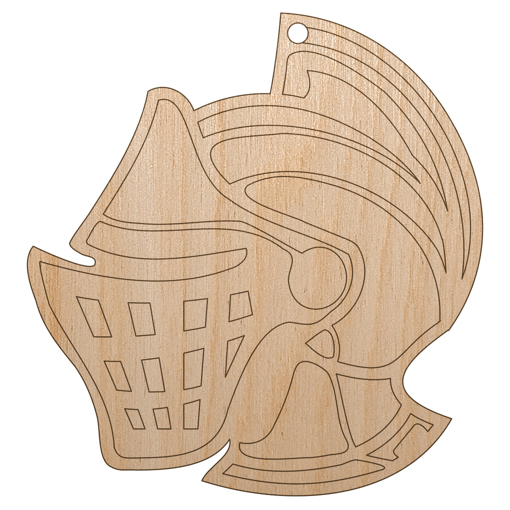 Medieval Knight Helmet Unfinished Craft Wood Holiday Christmas Tree DIY Pre-Drilled Ornament