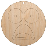 Mouth Agape Shocked Face Unfinished Craft Wood Holiday Christmas Tree DIY Pre-Drilled Ornament