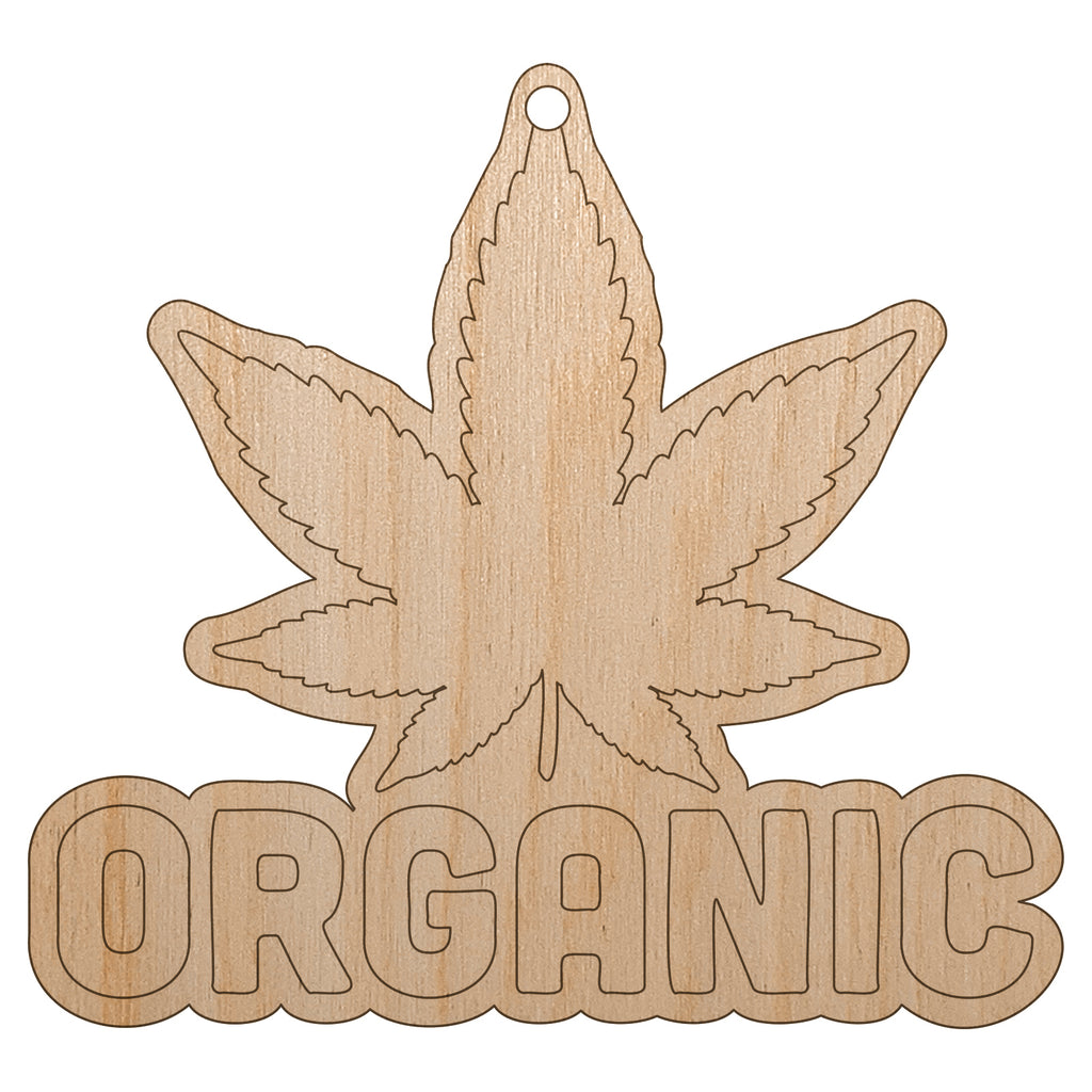 Organic Marijuana Leaf Pot Weed Hemp Unfinished Craft Wood Holiday Christmas Tree DIY Pre-Drilled Ornament