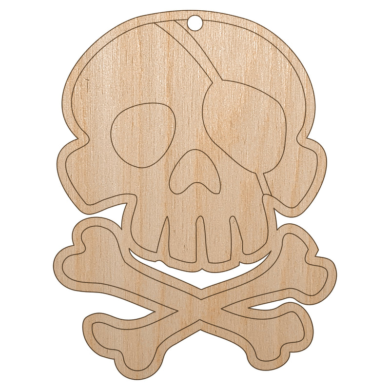 Pirate Skull and Crossbones Jolly Roger Unfinished Craft Wood Holiday Christmas Tree DIY Pre-Drilled Ornament