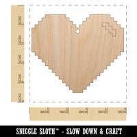 Pixel Digital Filled Heart Gaming Life Unfinished Craft Wood Holiday Christmas Tree DIY Pre-Drilled Ornament