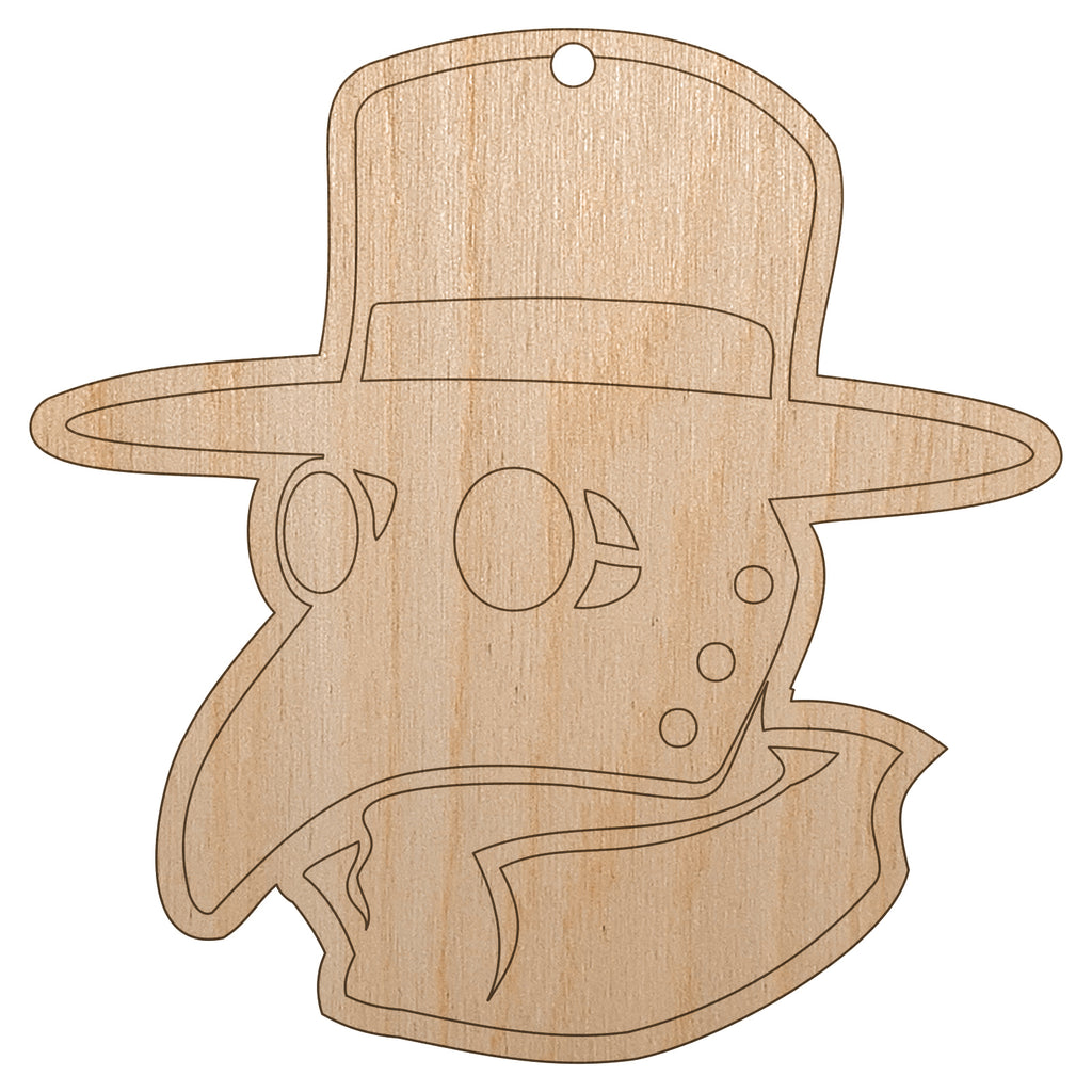 Plague Doctor Mask Unfinished Craft Wood Holiday Christmas Tree DIY Pre-Drilled Ornament