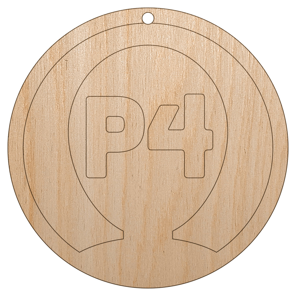 Player Four Person Indicator Gaming Icon Unfinished Craft Wood Holiday Christmas Tree DIY Pre-Drilled Ornament